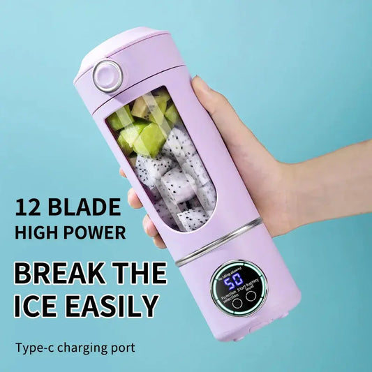 2025 New Portable Blender 700ML Juice Maker Smoothie Shaker 2 in 1 Bottle with Steel Blades for Home Gym Travel Use Good Vibrations