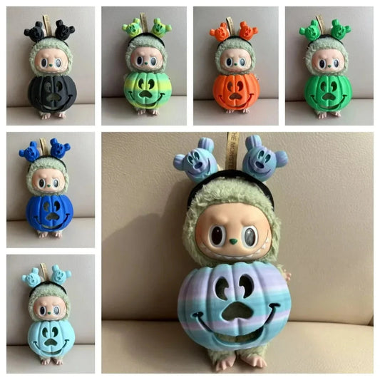 Clothes for Labubu Halloween Gradient Colorful Pumpkin Outfit Set for 1.0 3.0 Generation Figure Collectible Decor Labubu Cosplay Good Vibrations