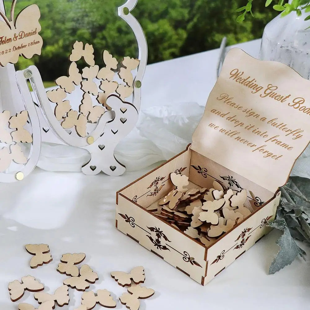 Wooden Wedding Guest Book Wooden Wedding Decorations For Ceremony Elegant Guestbook Keepsakes For Birthday Graduation Good Vibrations