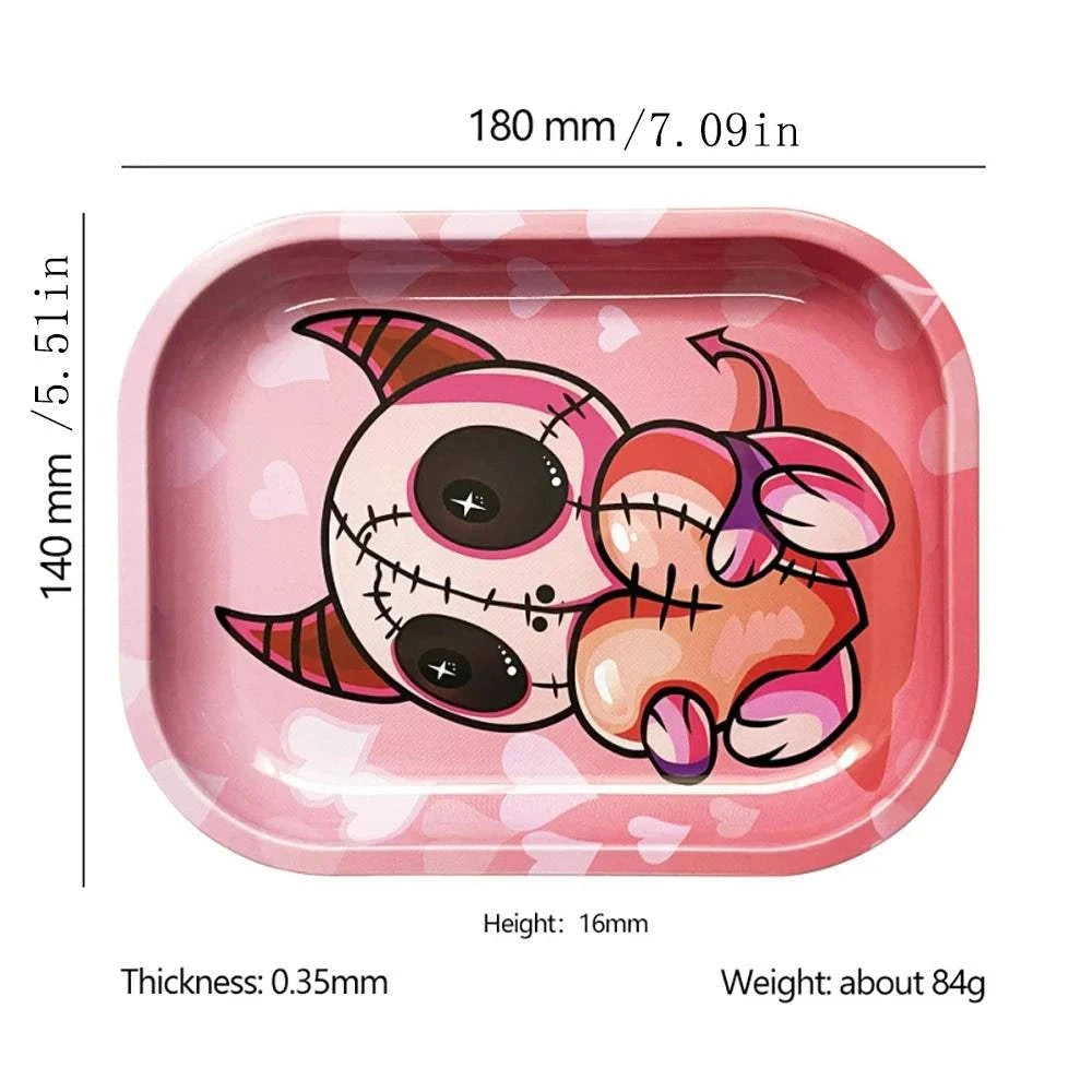 18*14cm Metal Rolling Storage Tray with  TinPlate Storage Box Tobacco Cigarettes Cases Holder Smoking Accessories Good Vibrations Adult Super Store