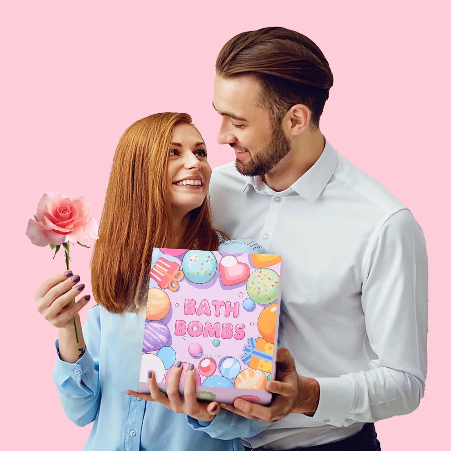 Bath Bombs Rose Gift for Women, 6pcs Handmade Bubble Bath Fizzes Rich in Essential Oils, Perfect for Christmas Good Vibrations Adult Super Store