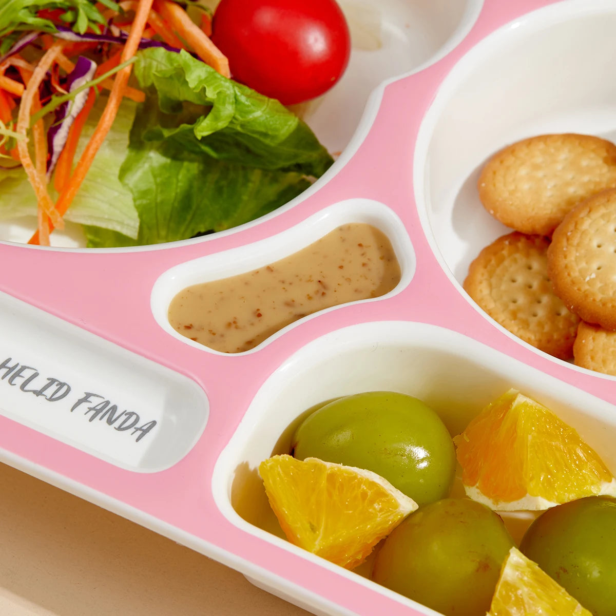 WORTHBUY Cartoon Plastic Divided Dinning Plate With Bowl Durable Bento Lunch Box For Kids Microwave Heatable Reusable Food Plate Good Vibrations