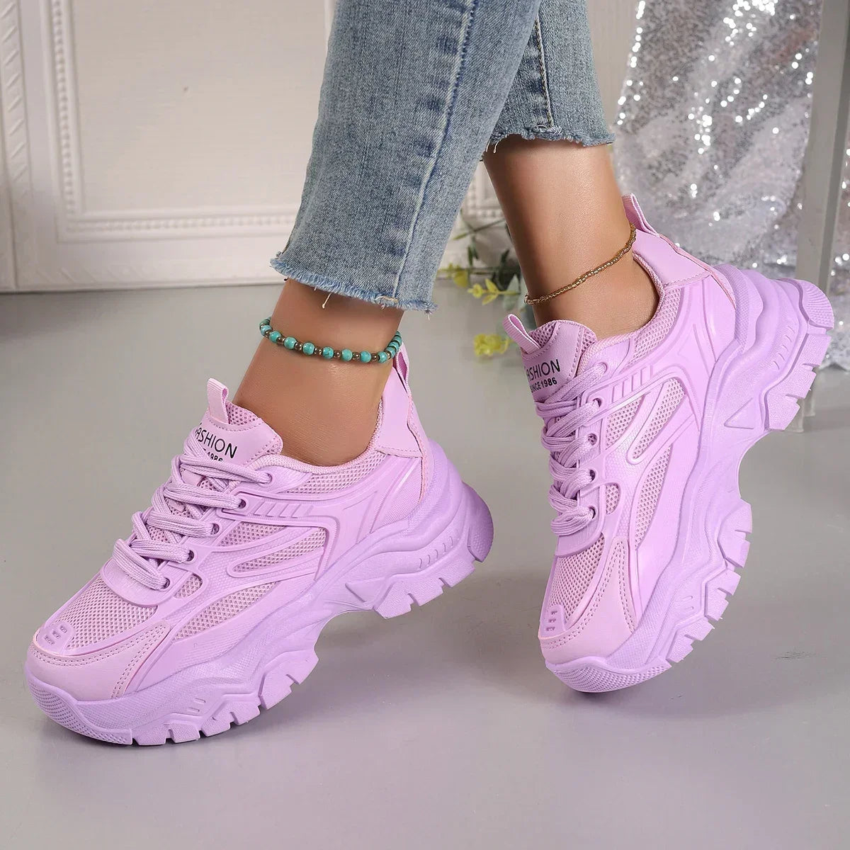 Women Outdoor Tennis Platform Sports Shoes for Women Lightweight Designer Shoes Women Sneakers Spring Fashion Chunky Sneakers Good Vibrations