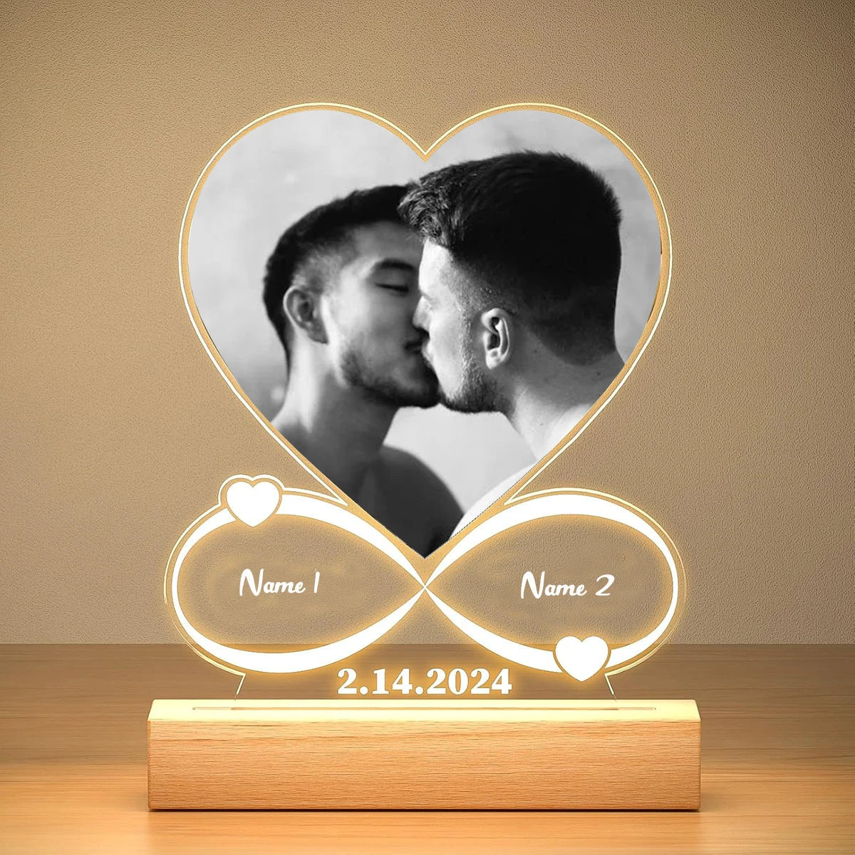 Custom Couples Gifts Personalized Photo Frame With Night Light Anniversary Valentine's Day Gifts for Women Men Girlfriend Him Good Vibrations Adult Super Store
