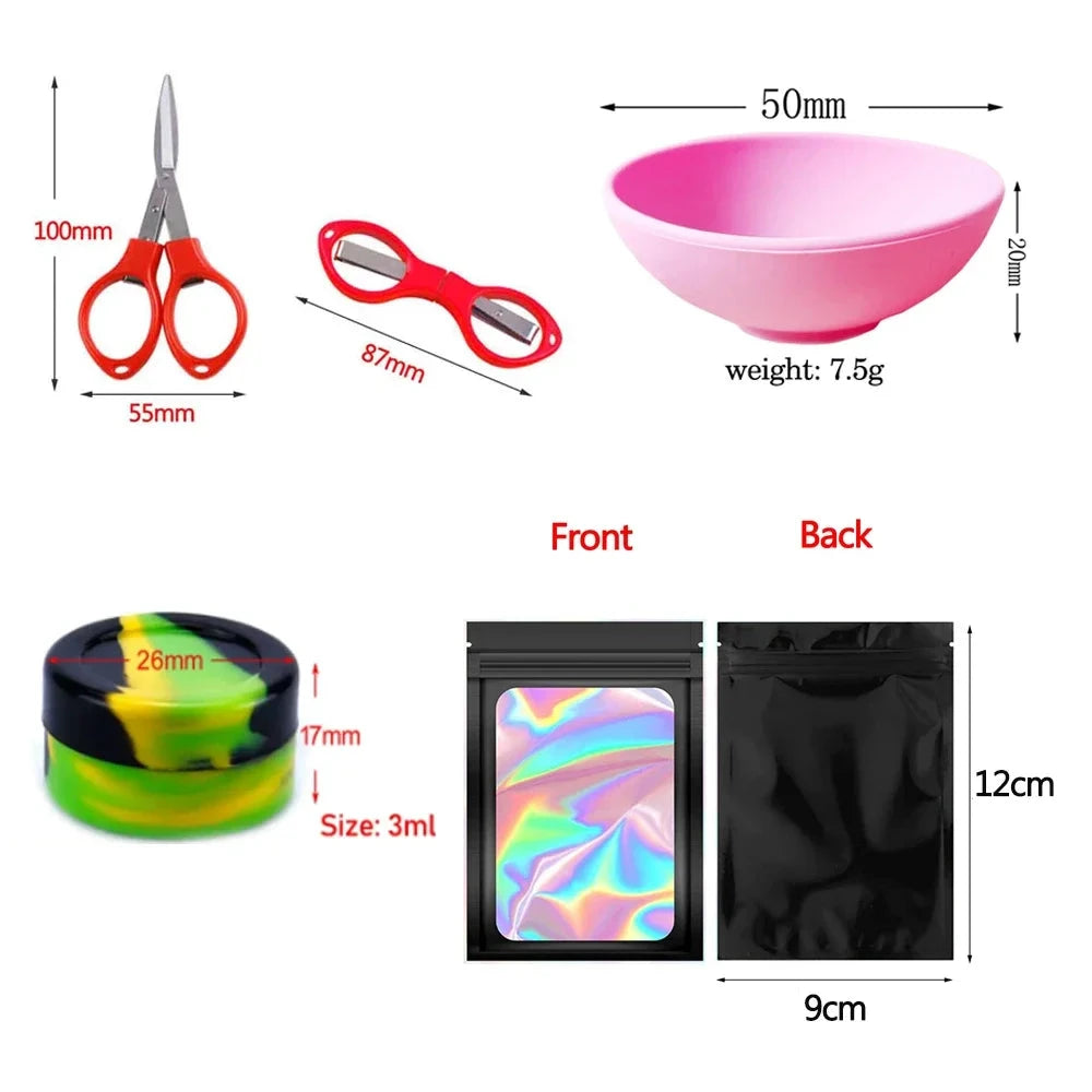 1Set Pink Smoking Kit With Silicone Bowl Folding Scissors Jar Ziplock Bag Women Gift Smoke Accessories Easy To Carry Good Vibrations Adult Super Store
