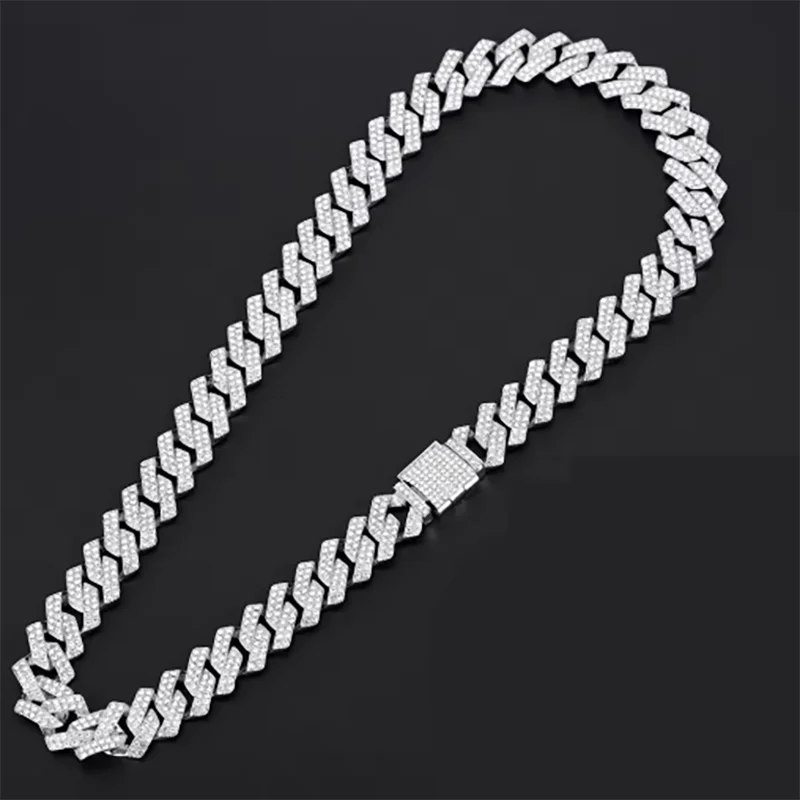 16mm Hip Hop Miami Cuban Link Chain Set Necklace +Watch+Bracelet Creative Iced Out Shiny Trendy Stylish Jewelry For Women Men Good Vibrations