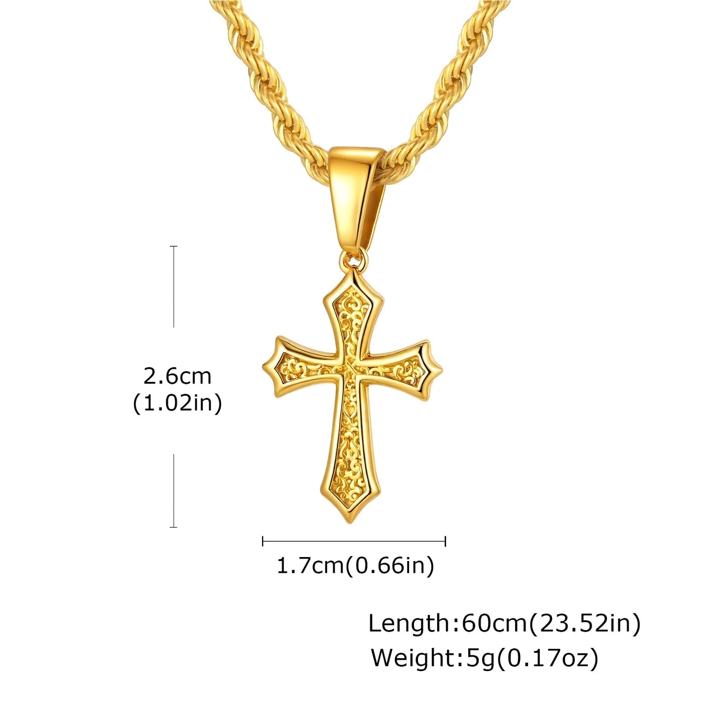 Hip Hop Cross Necklace for Men Women,50/55/60cm Stainless Steel Chic Cross Pendant,Christian Classic Jewelry Gifts Good Vibrations