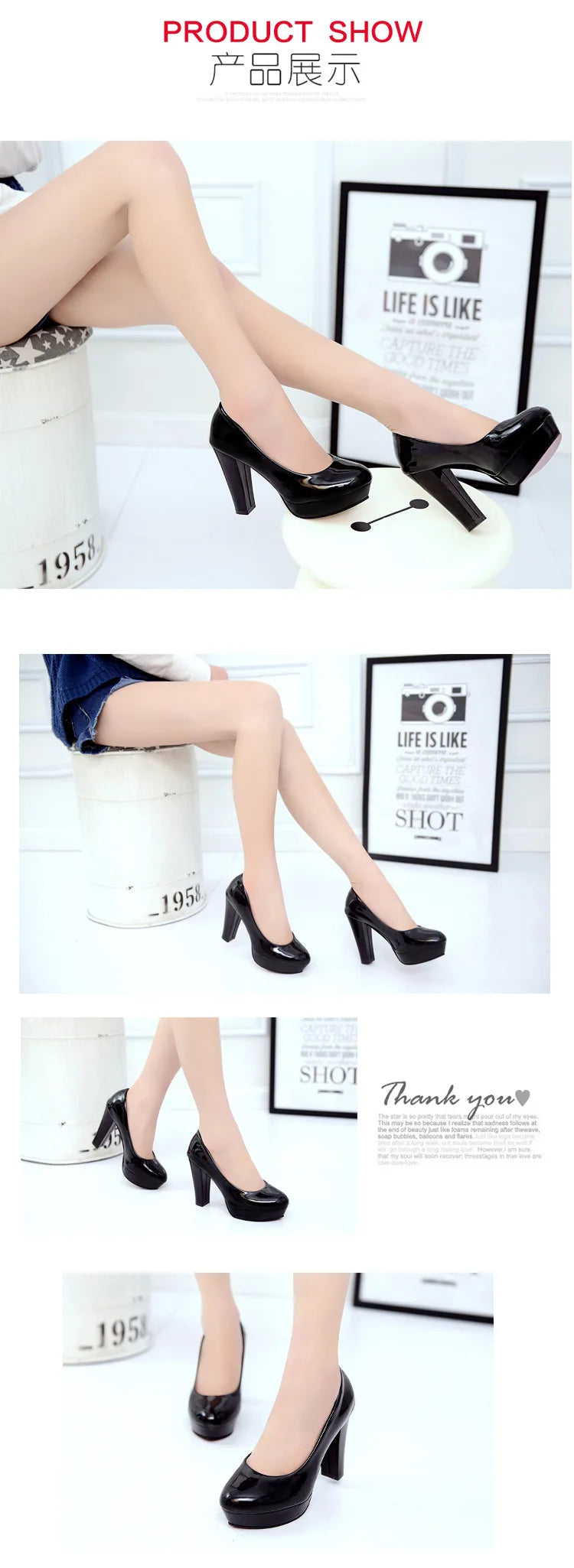 2025 High Heels Shoes Women White Wedding Shoes Thick 10 CM Heels Fashion Party Pumps Footwear Black Red Round Zapatos De Mujer Good Vibrations