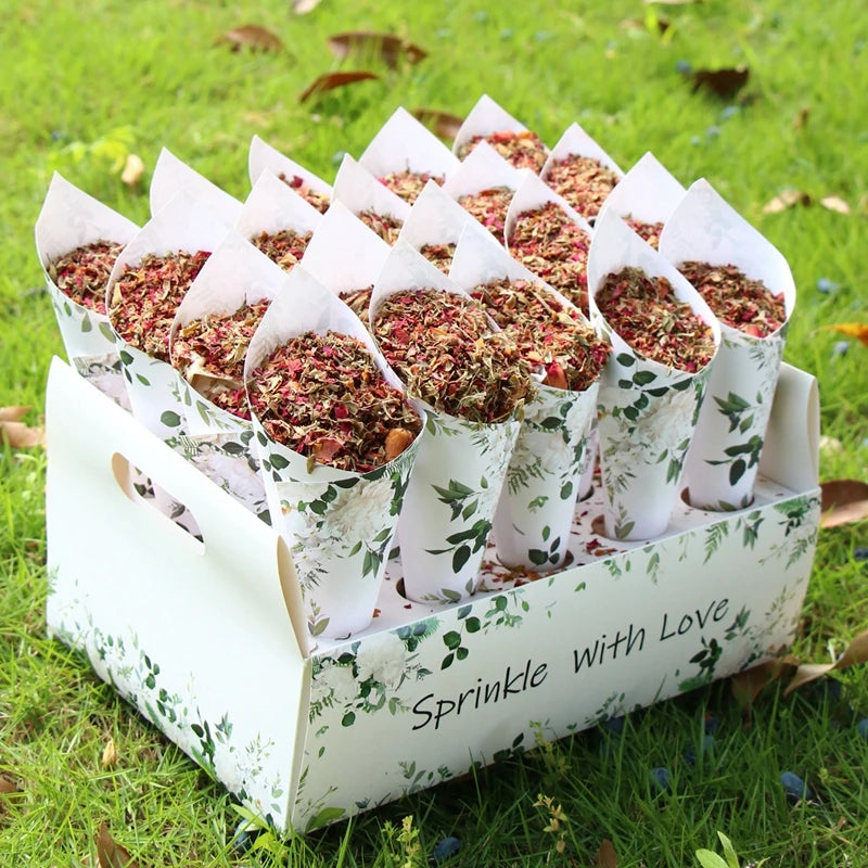 Kraft Paper Wedding Tray Confetti Cone Stand Box Tray Rustic Wedding Decoration Wedding Confetti Cones Wedding Cones Set supply Good Vibrations