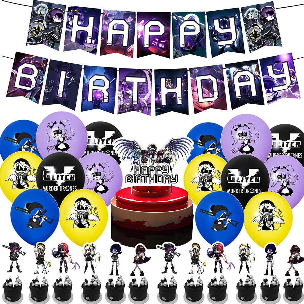 Murdered Drones Birthday Party Decoration Balloon Backdrop Cake Topper Murdered Drones Birthday Party Supplies Baby Shower Good Vibrations