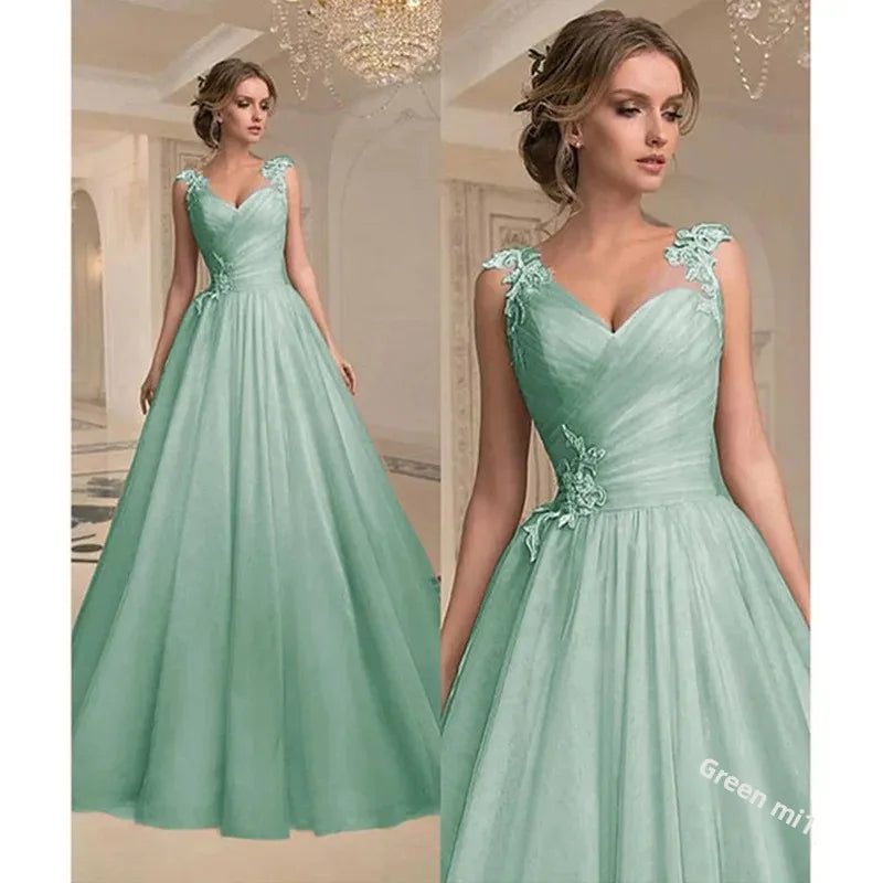 Spring Summer New Style Women's Dress V-Neck Fashion Mesh Sleeveless Long Gown Full-Length Skirt High Collar Empire Waist Good Vibrations