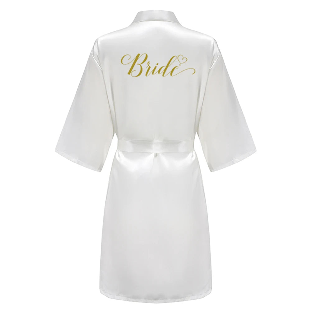 Wedding Bride Bridesmaid Robes for Women Bridal Party Gifts Team Dress Gown Silk Satin Sleepwear Kimono Sexy Summer Bathrobe Good Vibrations