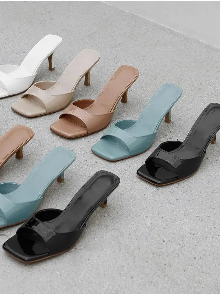 Women High Heel Sandals Summer New Fashion Square Toe Open Toe Women Elegant Casual Comfortable Black High Heel Sandals Good Vibrations