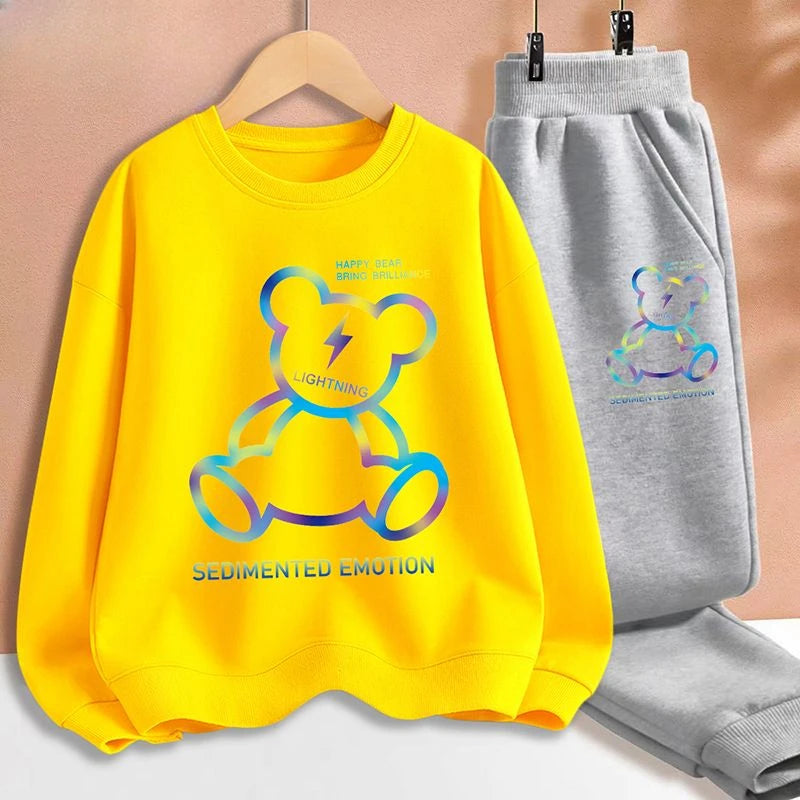 Autumn Baby Boy Clothes Set Kid Gradient Bear Sweatshirts Pullover Top And Pants 2pcs Suit Children Girls Fashion Tracksuits Good Vibrations