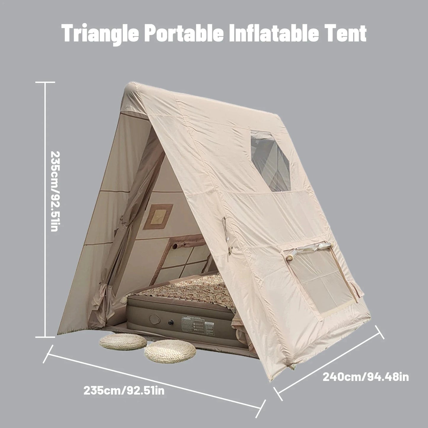 Triangle Inflatable Tent Easy Setup 4 Season 2 Persons Waterproof Windproof Outdoor Tent portable house hiking fishing Good Vibrations