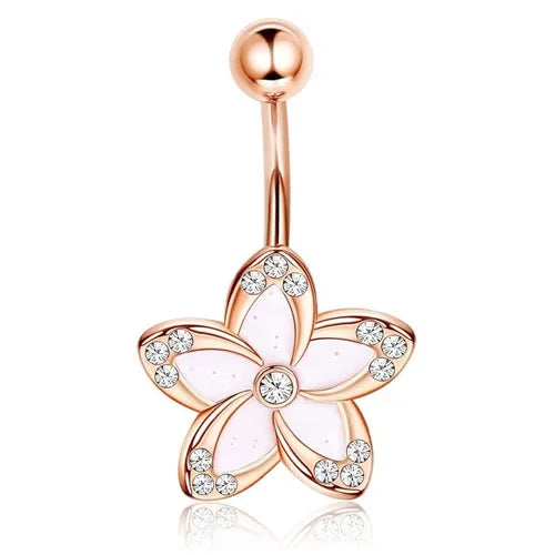 Bobisty Navel Rings Surgical Stainless Steel Belly Button Rings for Women Girls Body Piercing with Gold Plated Brass Flower Good Vibrations Adult Super Store
