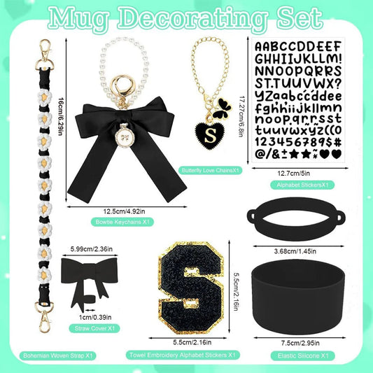 8Pcs Cup Accessories Including Straw Topper,Silicone Prorective Boot,Cup Charm,Stickers and Handle Strap for 40oz Tumbler Cup Good Vibrations