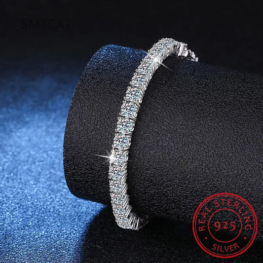 Charm Bracelet For Women High Quality S925 Silver Platinum Plated Moissanite Bracelet Sparkling Personality Wedding Jewelry Gift Good Vibrations