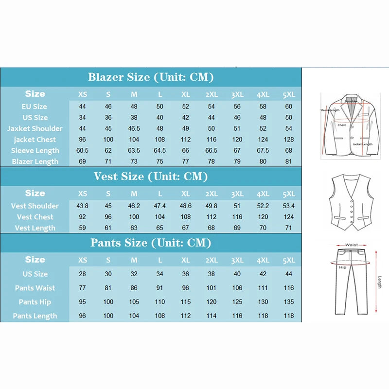Elegant Wedding Suits for Men 2025 Solid Color Blazer Slim Fit 3 Pcs Jacket Pants Vest Costume Homme Formal Party Male Clothing Good Vibrations