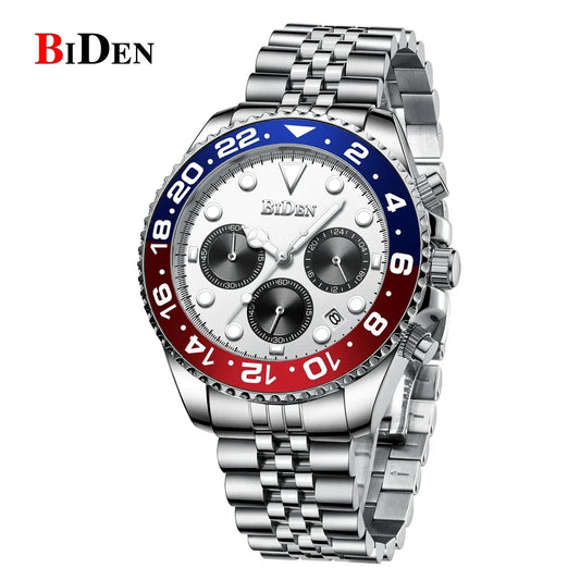 Brand Men's Watches Are High-end Lightweight Luxurious Round Multifunctional Quartz Watches with Solid Steel Straps for Dail Good Vibrations