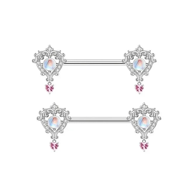 Pink Devil Nipple Piercing Jewelry Set Heart Crystal Nipple Rings Bulk Shiny Butterfly Nipple Barbell Dangle Lot Piercing Pezon