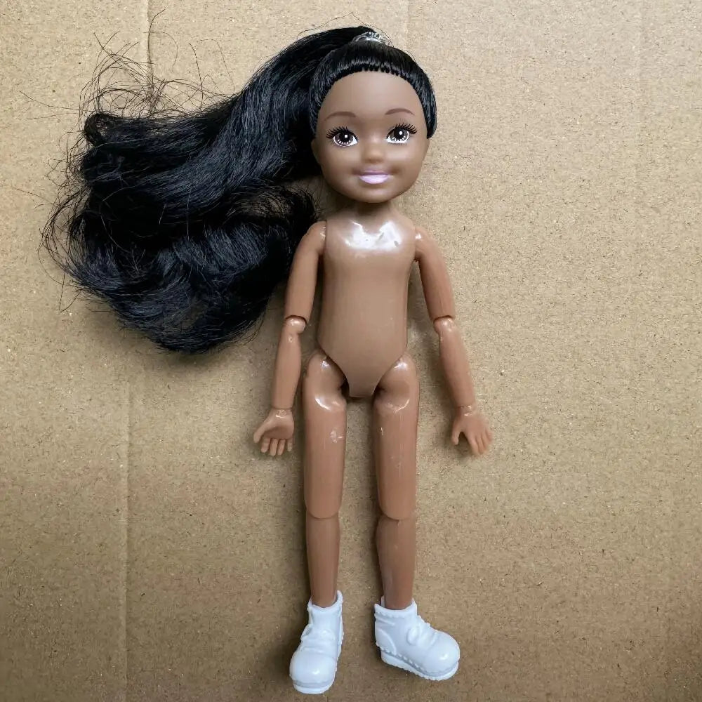14cm Little Kelly Joints Movable 5-inch Boys Girls Dark Ordinary Skin Naked Body Reborn Bjd 1/12 Toys White Blonde Black Hair Good Vibrations