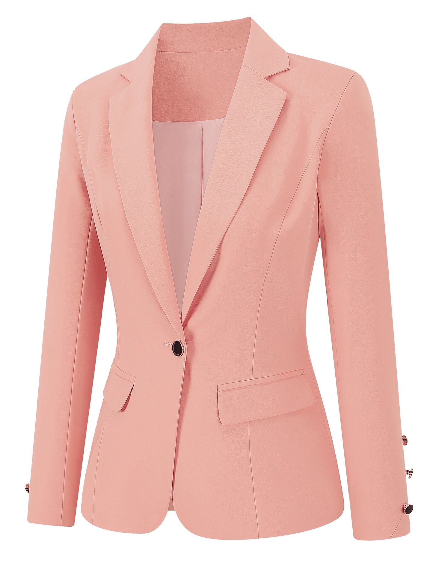 Women's Casual Elegant Jacket Blazer, Design Stitching Sleeves Buttoned and Double Pockets Fine Jackets ,Suitable All Seasons