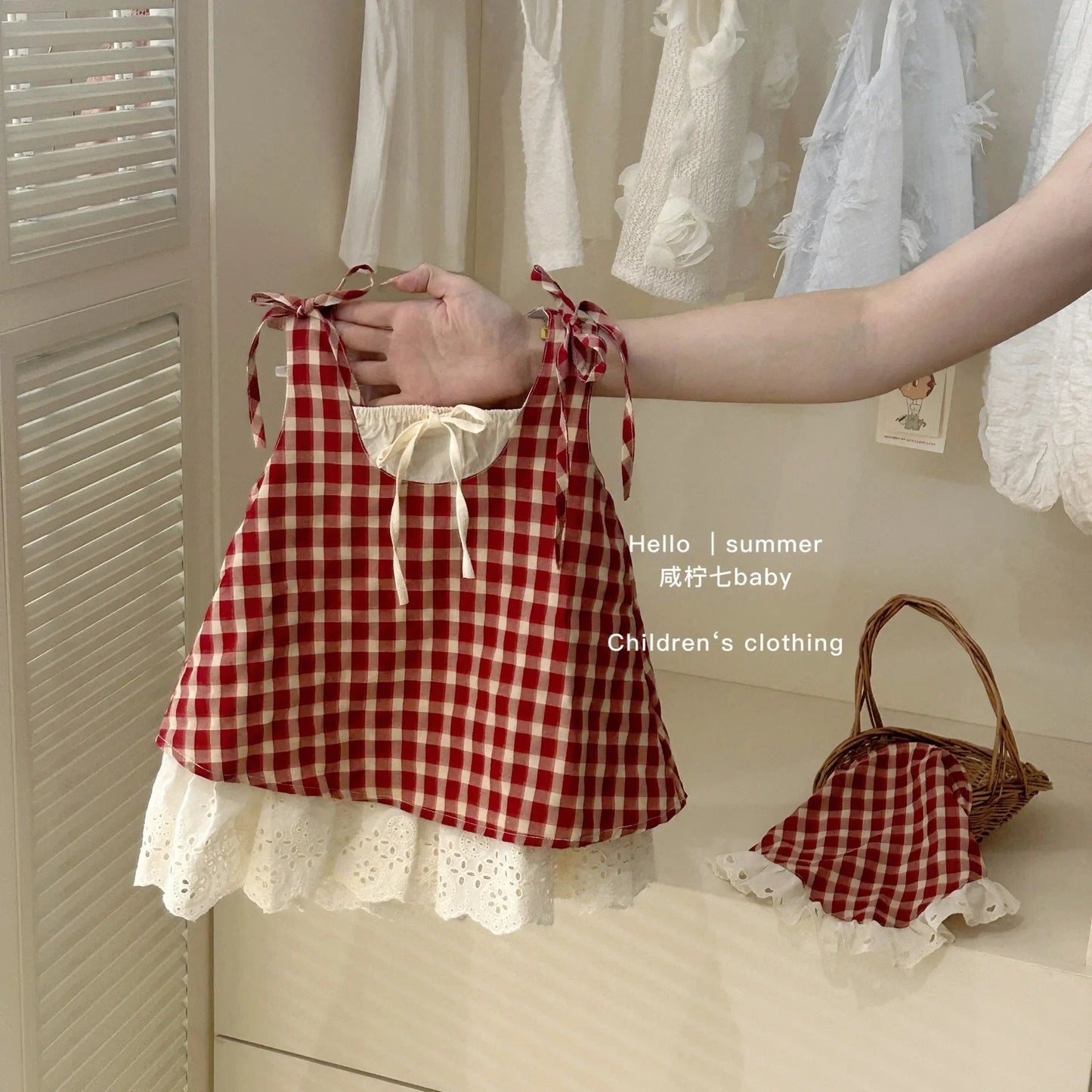 2025 Summer Girls Casual Dresses Children's Clothing Girls' Red Dress Summer Girls' Dresses Baby Vest Skirt Good Vibrations