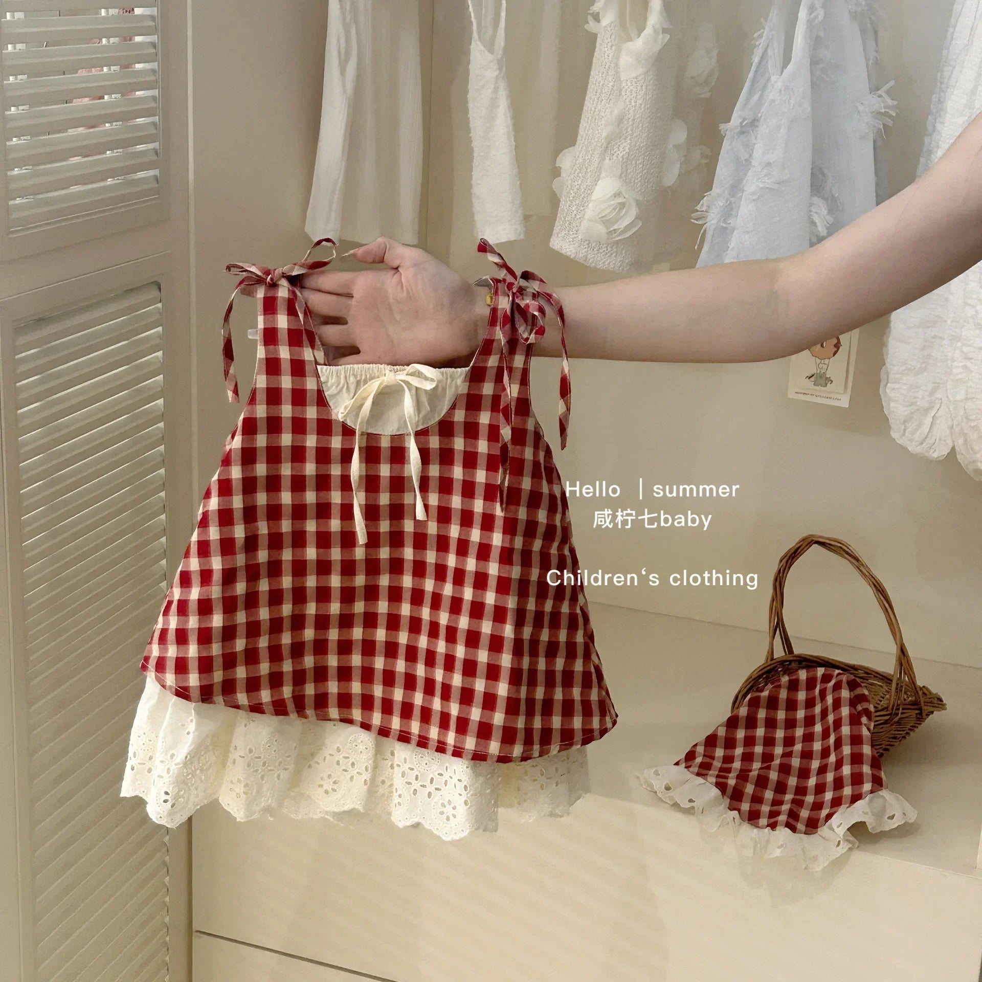 2025 Summer Girls Casual Dresses Children's Clothing Girls' Red Dress Summer Girls' Dresses Baby Vest Skirt Good Vibrations