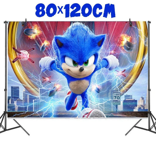 New Sonics Birthday Party Decorations Kids Party Supplies Paper Cups Tablecloth Cake Toppers Backdrop Baby Shower Decoration Good Vibrations