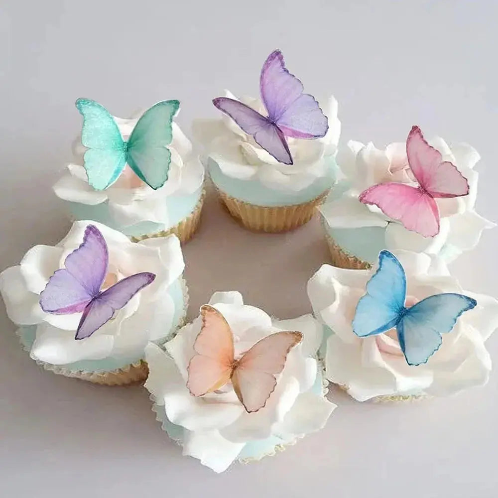 48Pcs Wafer Paper Butterflies for Cake Decor 3D Butterfly Cupcake Toppers Wedding Birthday Baby Shower Party Decoration Supplies Good Vibrations