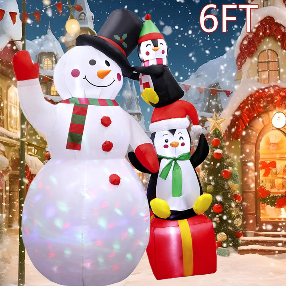 1PC Inflatable Santa & Snowman Arch with LED Lights - Festive Outdoor Christmas Decor for Yard, Lawn, and Winter Parties Good Vibrations