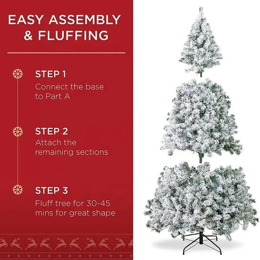 White Flocked PVC Christmas Tree Realistic Snow Effect Artificial Pine Xmas Tree for Shop Window Display Decoration Good Vibrations