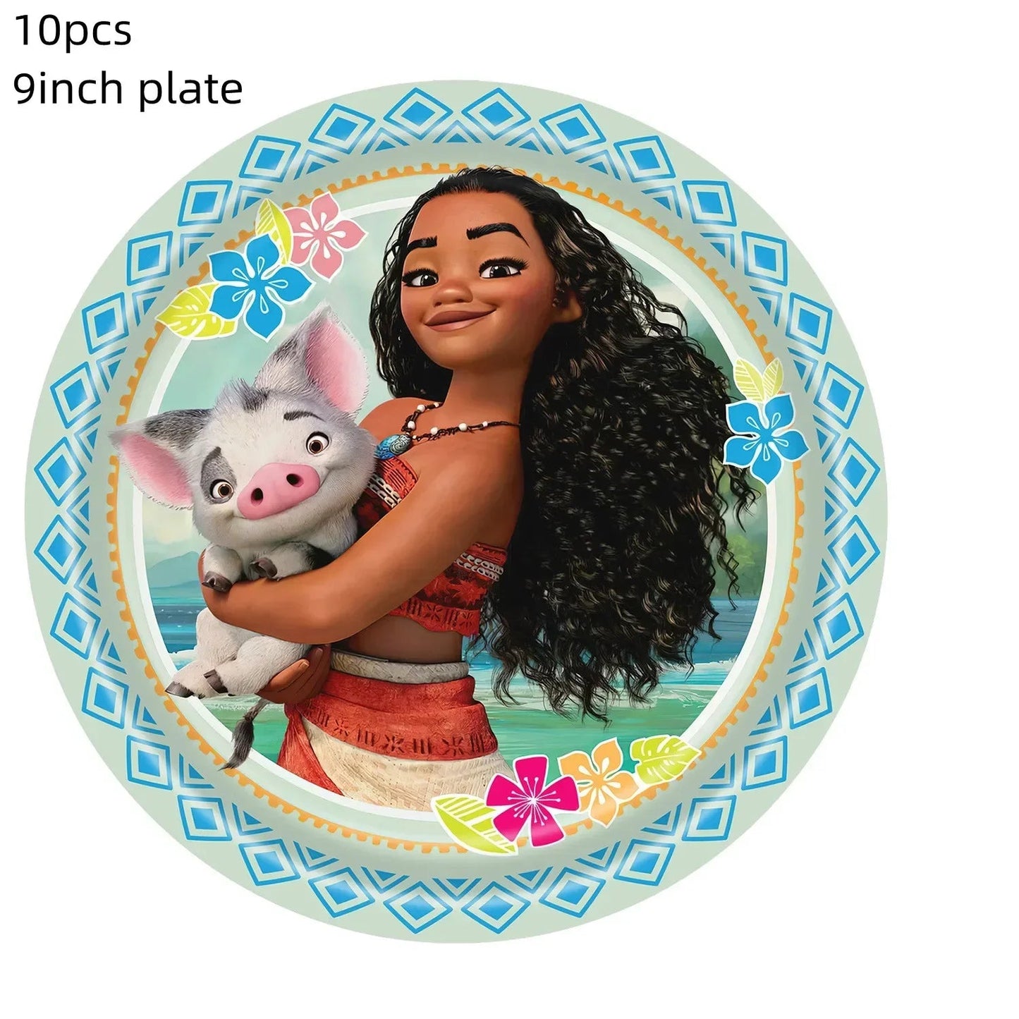 New MINISO Moana Theme Children Birthday Party Disposable Tableware Cup Plate Flag Kids Girls Wedding Party Decoration Supplies Good Vibrations