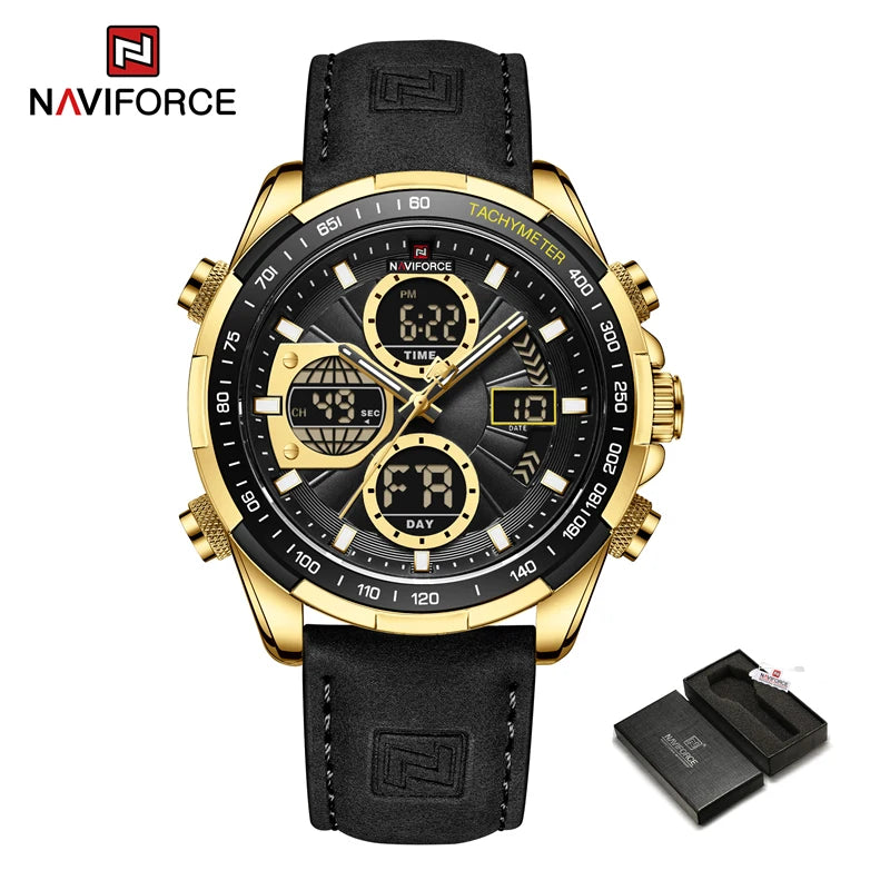 New NAVIFORCE Watches for Men Leather Mens Military Sport Waterproof Watch Quartz WristWatch Chronograph Male Clock Good Vibrations