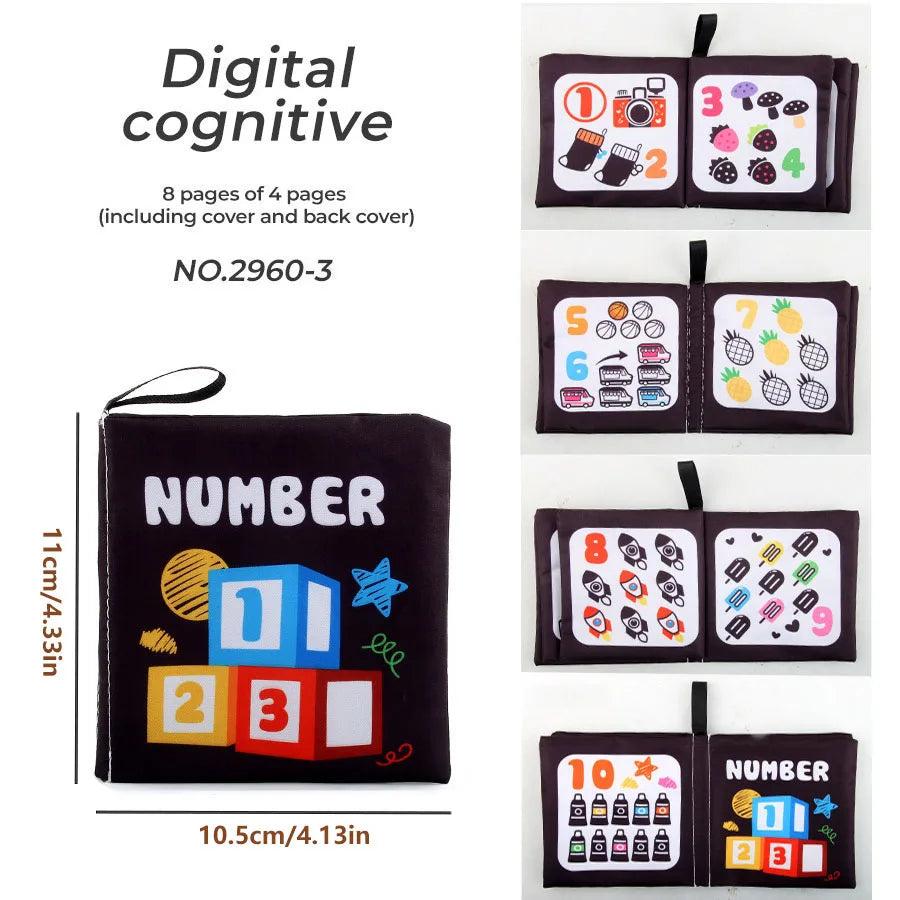 4 Pages Enlightenment Early Learning Books Children Black and White Cloth Book for Kids Montessori Educational Toys Good Vibrations