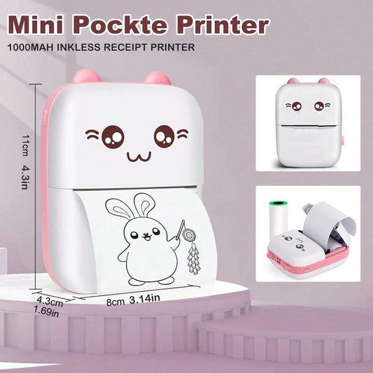 Mini HD Portable Label Thermal Printer Endurance Bluetooth Printer for Student Error Title Note Wrong Pocket Inkless Printing Good Vibrations