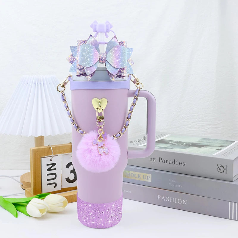 Bling Stanley Cup Accessories For 40oz & 30oz Tumbler Including Silicone Cute Bow Straw Topper Cover, Silicone Stanley Cup Boot Good Vibrations Adult Super Store