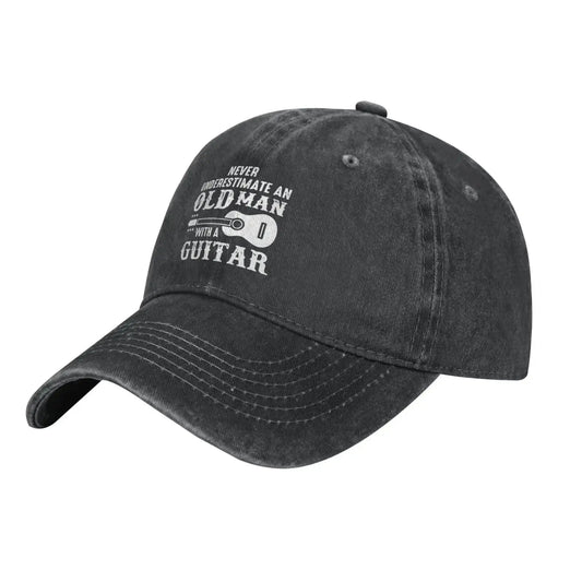 Funny Hat Never Underestimate an Old Man with A Guitar Hats Men Baseball Cap Cute Caps Good Vibrations