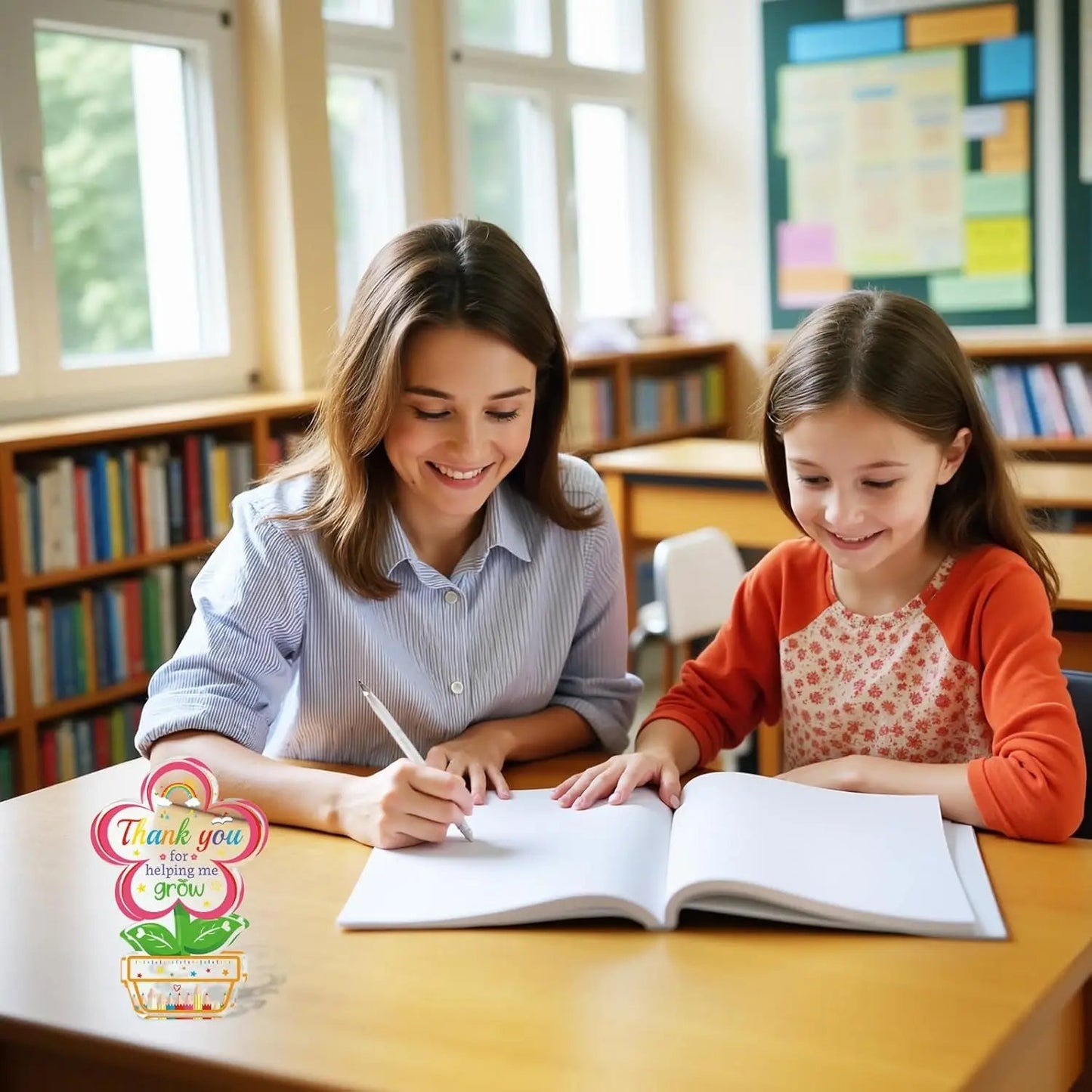 Teacher Appreciation Gifts Keepsake with Bags, Thank You for Helping Me Grow Acrylic Plaque Sign for End of the Year Teacher Good Vibrations