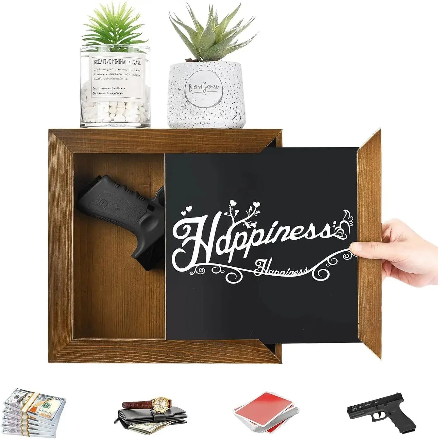 Small storage box hanging wall decoration painting pistol box hidden gun box hidden private room money safe ammo can Good Vibrations Adult Super Store