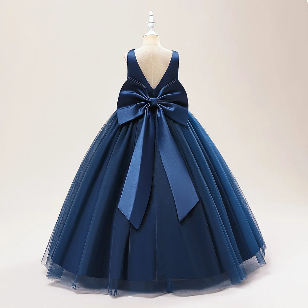 Girl Long White Bridesmaid Dresses For Wedding Prom Gown Big Bow Girls Party Dress Kids First Communiom Formal Evening Vestidos Good Vibrations