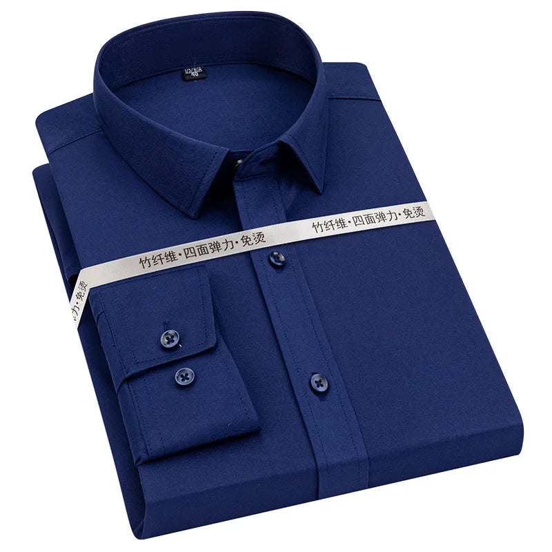 Men's long sleeved shirt formal spring and summer thin business leisure high-quality non-ironing breathable work clothes Good Vibrations