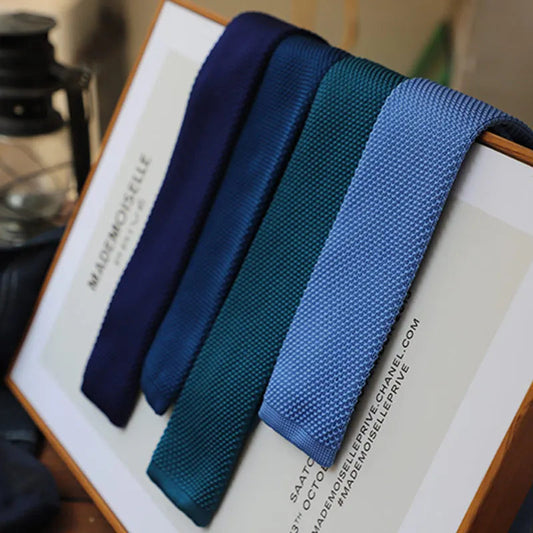 6CM Knit Tie Slim Fashion Knitted Ties For Men Solid Black White Blue Burgundy Knitted Skinny Men Necktie Good Vibrations