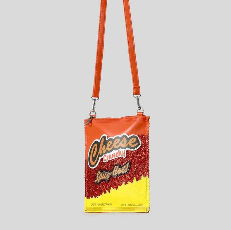 Unique Cheese Crunchy Bags Women Purses and Handbags Snacks Chips Ladies Crossbody Bag Girls Mini Clutch Bags Novelty Purses Good Vibrations