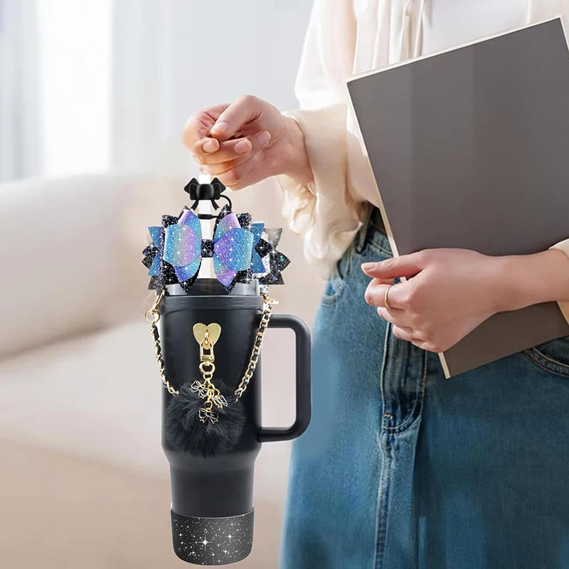 Bling Stanley Cup Accessories For 40oz & 30oz Tumbler Including Silicone Cute Bow Straw Topper Cover, Silicone Stanley Cup Boot Good Vibrations Adult Super Store