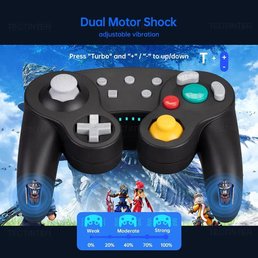 Bluetooth-Compatible Gamecube Controller For NS Switch 2/Switch Console Gamepad For Steam/Andriod/PC Joystick with Turbo Functio Good Vibrations