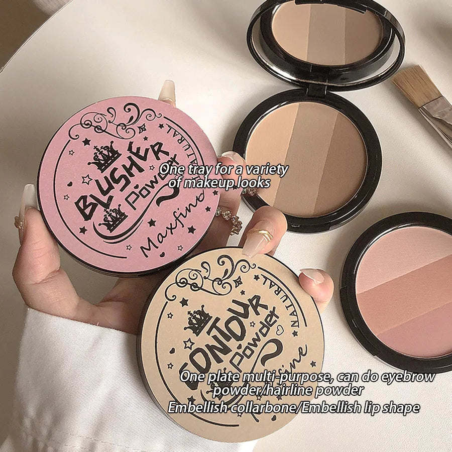 Three-color Blush Palette Delicate Long-lasting Waterproof Non-fading Eyeshadow Blush Integration Tray Good Vibrations