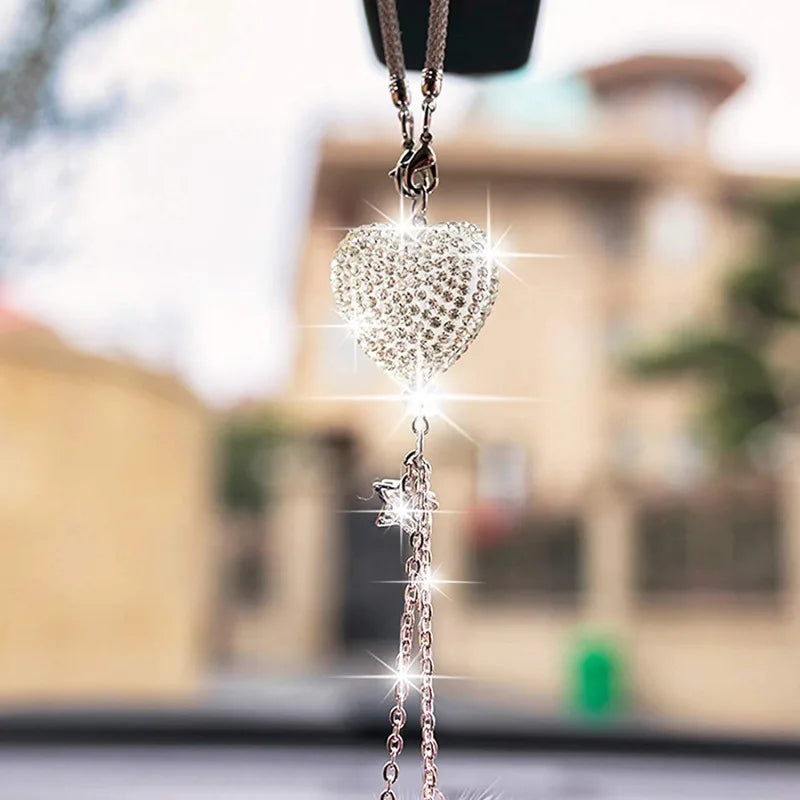 Fashion Diamond Car Accessorie Bling Hairball Pendant Auto Rearview Mirror Pendant Birthday Gift Auto Decoraction Ornaments Good Vibrations