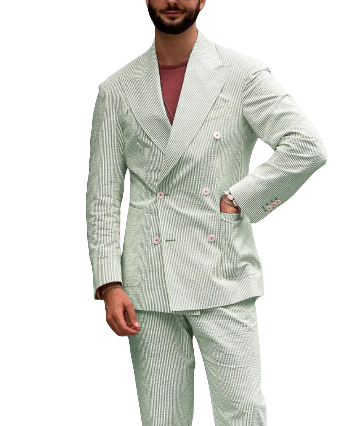 Men's Striped Suit Two Piece Suit Elegant Fashion Suit Business Casual Work Wear Party Dress Men's Commuter Wear Men's Clothing Good Vibrations